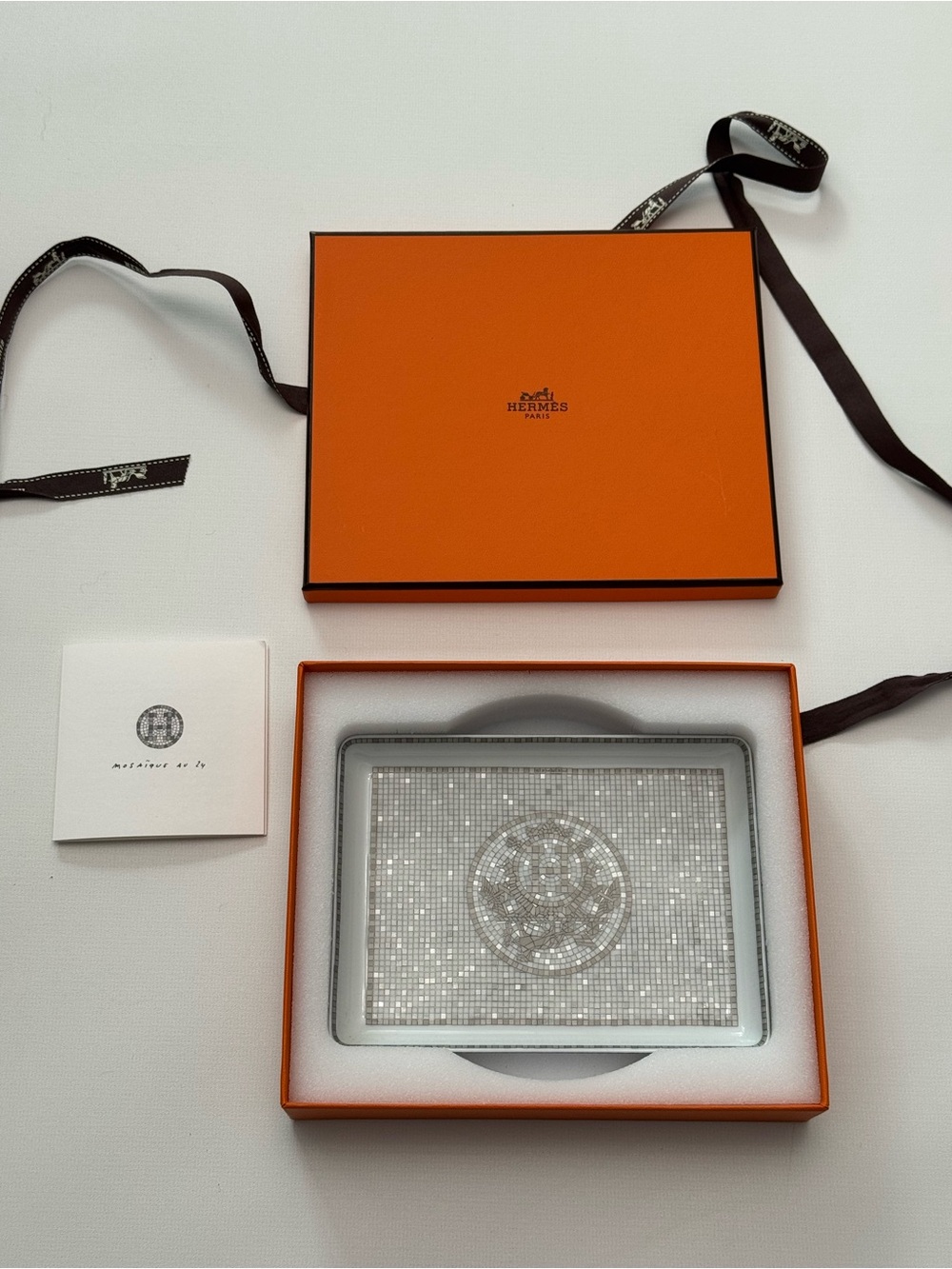 HERMES Mosaique Au 24 Platinum Tray - Picture 2 of 4